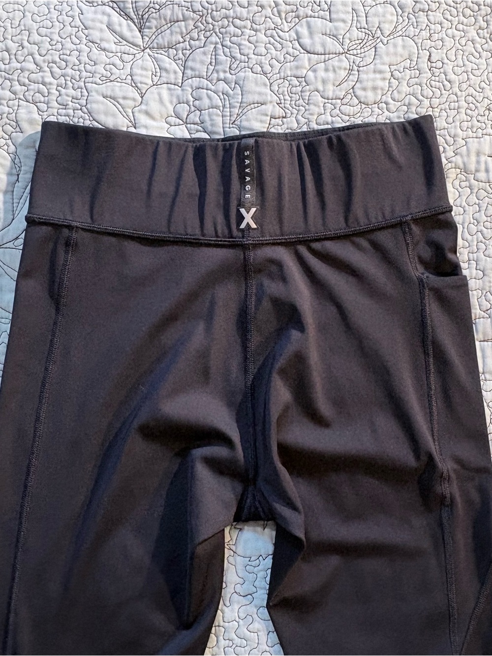 Savage X Fenty Sport High-Waist Pocket Leggings Black Logo Size L (12-14) 💚 - Picture 6 of 11